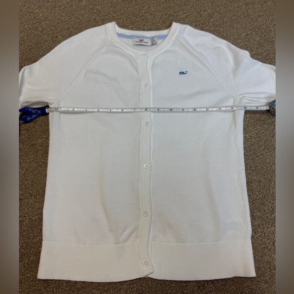 Vineyard Vines: Girls White Button Down Cotton Cardigan Sweater, Size L (14) - Picture 5 of 9